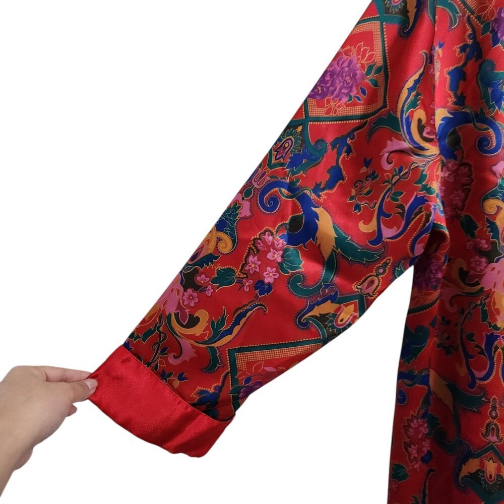 Victoria's Secret‎ Satin Blouse Pajama Top Medium Red Gold Label Y2K Vintage - Picture 5 of 8
